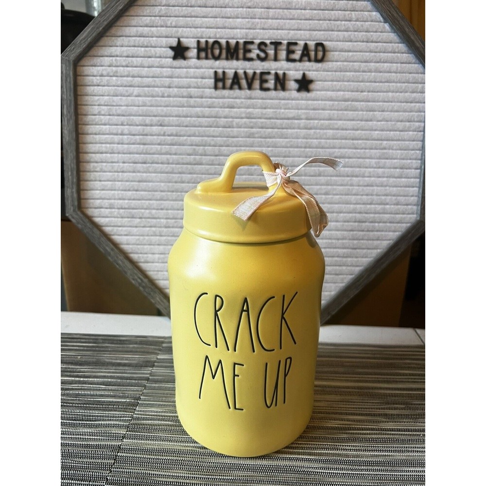 Rae Dunn Crack Me Up Matte Yellow Canister Easter Spring Chick